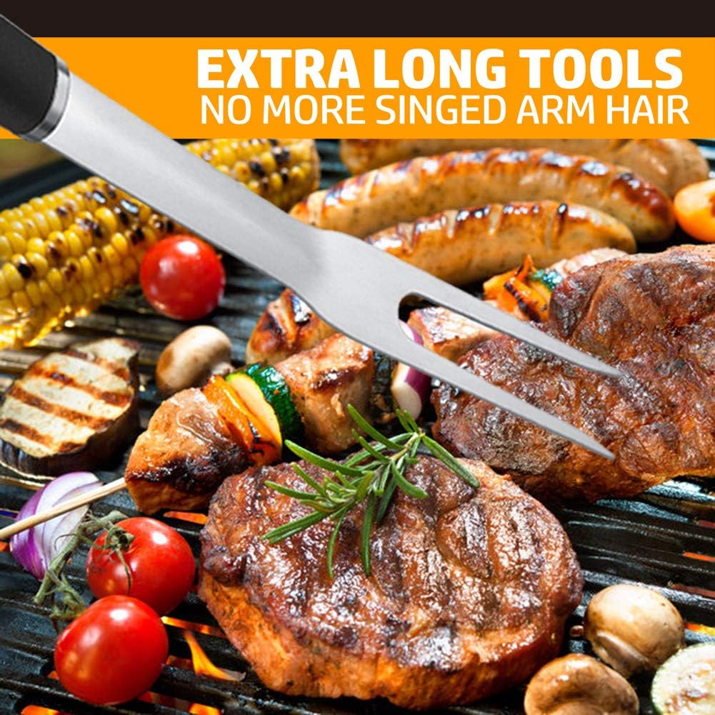Homissor BBQ Grilling Tools Set, Stainless Steel Spatula, Fork, Basting Brush&Tongs, Gift Box Package.Best for Barbecue & Grill.18 Inch Utensils Turner Accessories : Garden & Outdoor