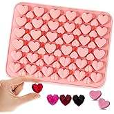 1 Pcs Heart Silicone Mold,66-Cavities Valentines Chocolate Silicone Mold 3 Styles Chocolate Candy Molds Pink Designs,Non-Stick Baking Molds for Valentine Party, Candy,Cake Dessert Making