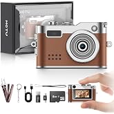HOTU Keychain Camera, Mini Digital Camera 1080P HD with Flash Brown | Video Recording, 8G Card Included, Portable and Compact Retro Vlog Camera for Travel, Kids