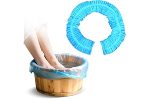 YYLAIIRE 25 Pcs Plastic Pedicure Liners Disposable, Elastic Pedicure Bowl Liners, Fits Most Foot Bath and Spa Salon Chair Tub, for Foot Massage Hotel Home Use, One Size (Blue)