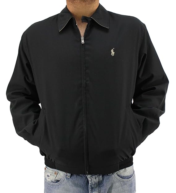 Polo Ralph Lauren Men's Full Zip Black BI-Swing Windbreaker Jacket-Small: Amazon.co.uk: Clothing
