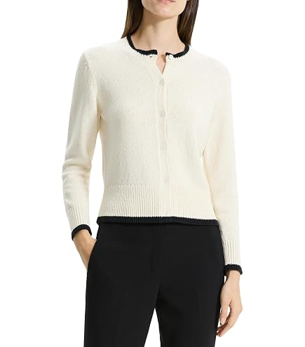 Theory Womens Tweed Boucle Cardigan, Evergreen Multi, Large US at