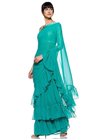 Womanista synthetic with Blouse Piece Saree (FS09657A_ Sky Blue_ Onesize)