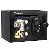 Bonsaii Safe Box with Electronic Keypad, Steel Security Lock Box with Key, 0.23 Cubic Feet, 9.06" W x 6.69" D x 6.69" H, Small Hidden Safe for Cash Jewelry