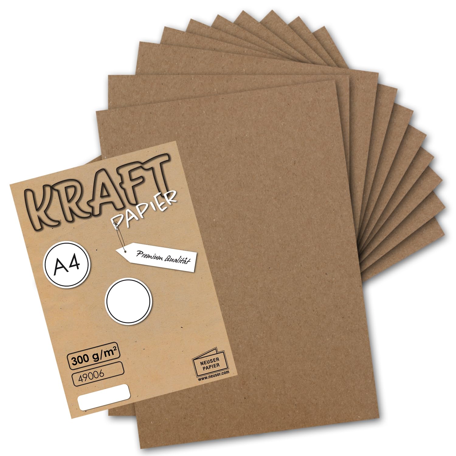 Neuser 100X Vintage Kraft Paper A4 250 G M² Natural Brown Recycled, 100% Organic Craft Cardboard Single Card