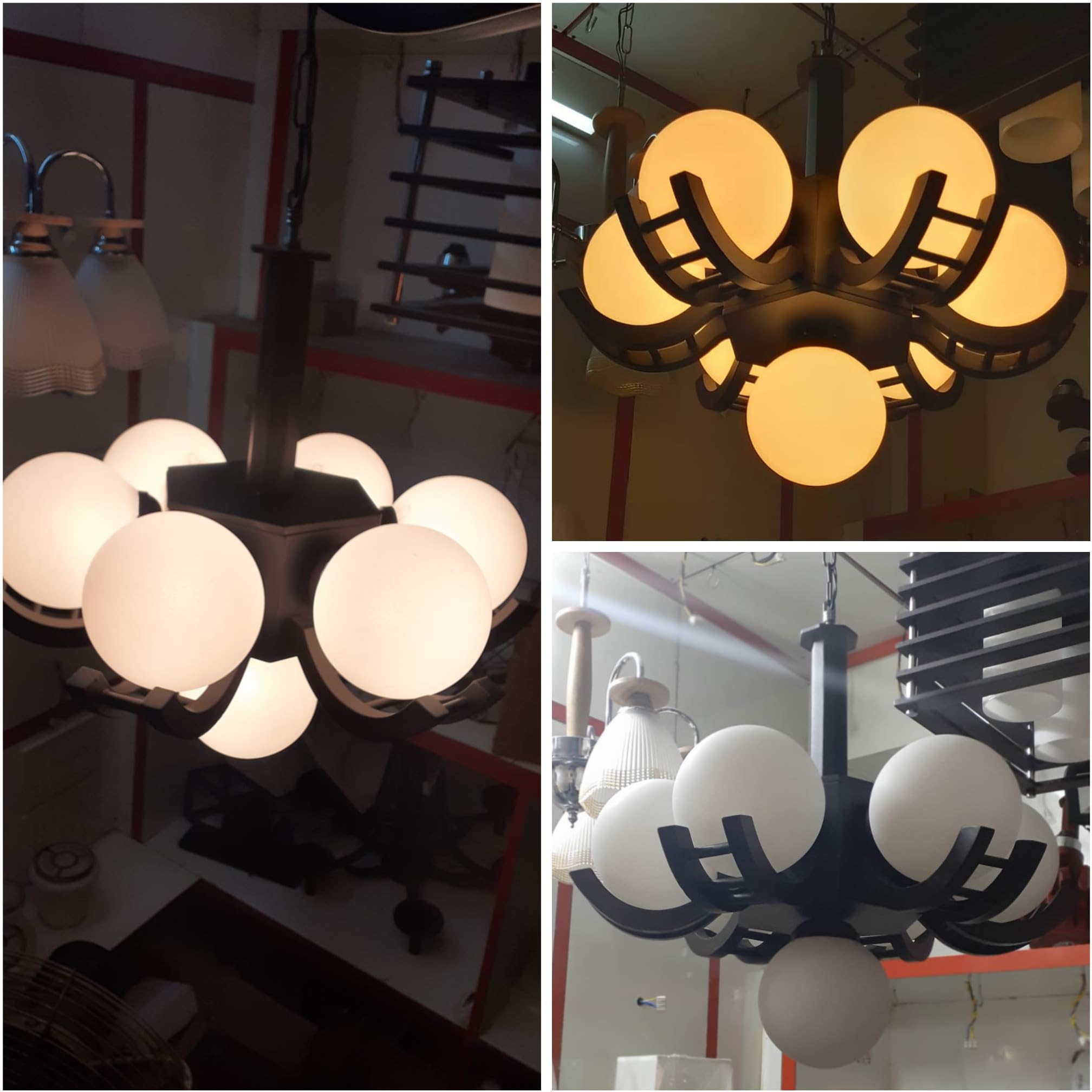 GreyWings 100W LED 6+1 Light Pendant Lamp, Dark Brown, Globe