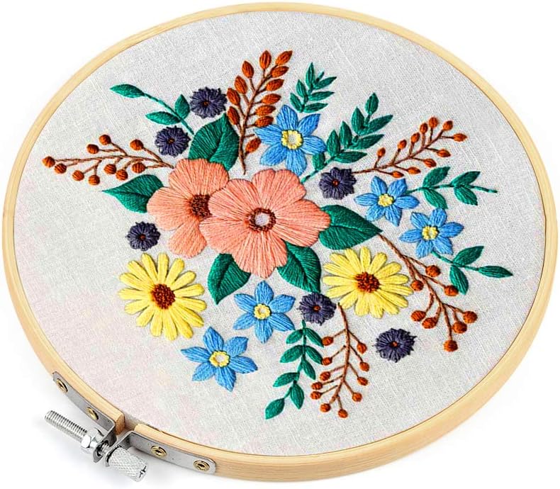 WITUSE Bamboo Circle Cross Stitch Hoop Ring,Wooden Embroidery Hoops,Size 7.1 inch,Bulk Wholesale Adjustable Round Embroidery Hoops