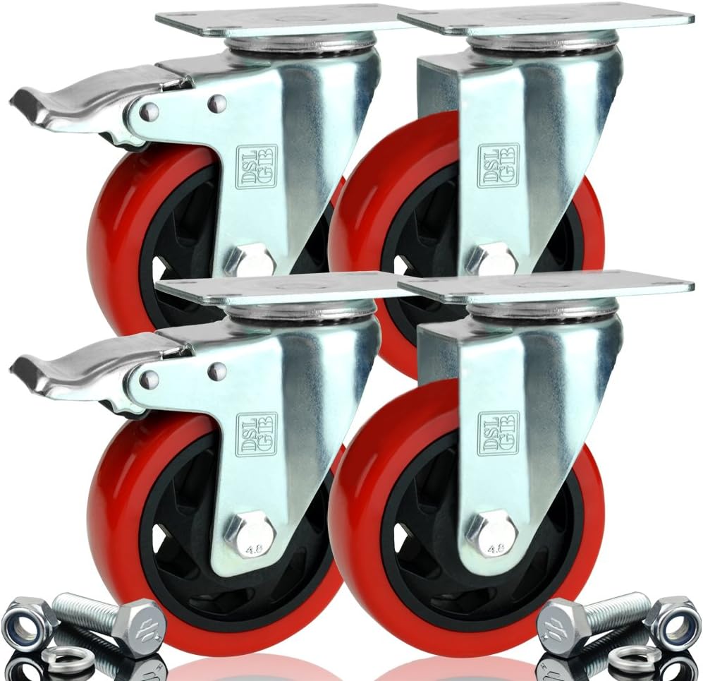 1~4X Heavy Duty 100mm 700KG Rubber Swivel Castor Wheels Trolley