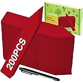 Plant Labels 200 Pcs Yuanling for Seeding Plastic Waterproof Plant Name Tags Garden Labels Marker Garden Pots Stakes for Outdoor Potted Plants Belt Permanent Marking Pen (Red)