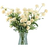 Meiret 10-Pack Beige Faux Silk Mini Chrysanthemums, Long Stem Artificial Mums Bulk Flowers with Stems for DIY Wedding Centerpieces, Floral Arrangements, Vase Fillers, Home Decor