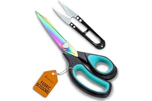 HOMENGG Fabric Scissors, 9.5 Inch Heavy Duty Titanium Coated Stainless Steel Premium Dressmaking Shears, Extra Sharp Sewing Scissors for Fabric Cutting, Tailors Scissors with Soft Grip (Blue)