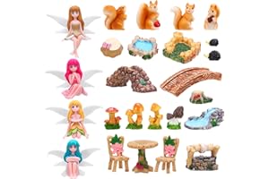GGSTDDUP 25Pcs Fairy Garden Accessories, Miniature Garden Ornaments Landscape Decorations Mini Fairy Figures Animal Plant Furniture Set for DIY Terrarium Potted Plants Dollhouse Desk Decor