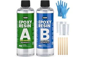 TAKIMO 16OZ Crystal Clear Resin Kit,No Bubble & Not Yellowing Epoxy Resin for Coating, Casting, Table Top,DIY, Bar Top, River Tables, Resin Art, Wood with High Gloss Finish