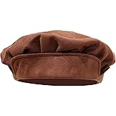 FURPHI Medieval Beret Cap for Men Women Faux Suede Hat Renaissance Festival Costume Accessories