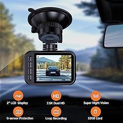 E-YEEGER Dash Cam Front and Rear, 2.5K Dual Dash