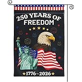 Anniversary USA Garden Flag, 45.5x31.5cm/18x12.4in Machine-Washable Double Sided American Anniversary Flag with Statue of Liberty and Eagle Patterns for Patio Lawn Yard Outdoor America Decor