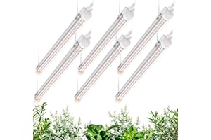 Bstrip Grow Light, 2FT 144W (6 x 24W) Plant Light, Full Spectrum with 660nm Red LEDs, 3686K T8 Grow Lights for Indoor Plants, Greenhouse, Seeding, Linkable Design with On/Off Switch, 6-Pack