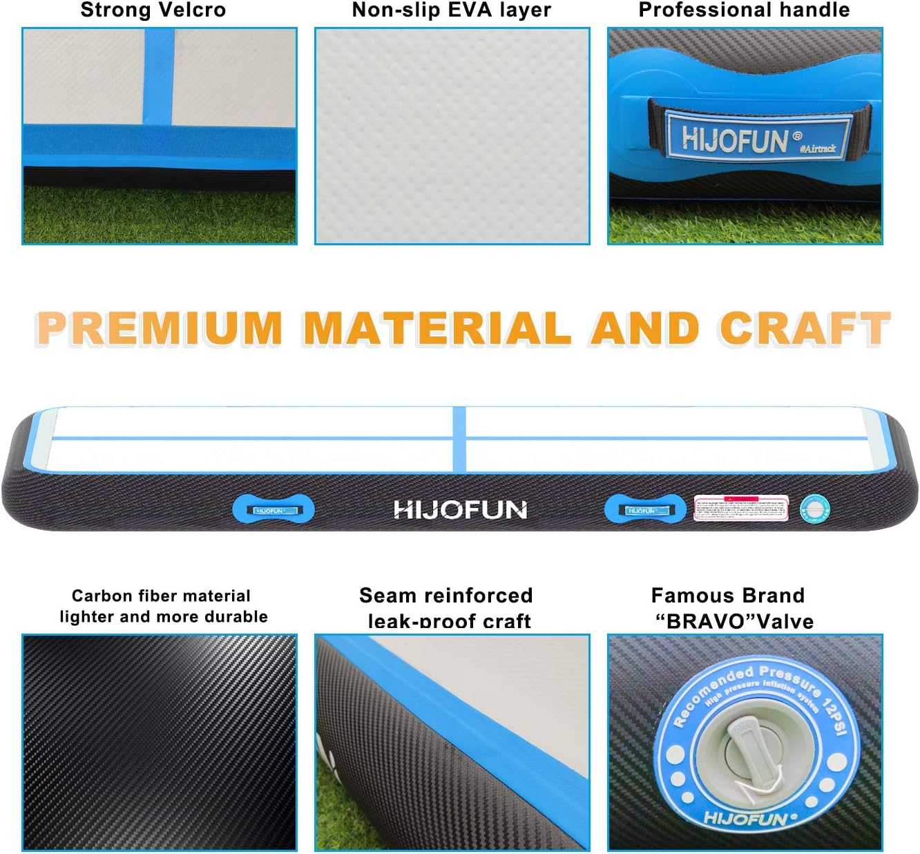 HIJOFUN Air Track 10ft 13ft 16ft 20ft Airtrack Gymnastics Tumbling Mat Inflatable Tumble Track with Electric Air Pump for Home Use/Gym/Yoga/Training/Cheerleading/Outdoor/Beach/Park : Sports & Outdoors