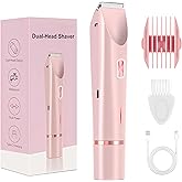 2025 New Glow Aura Bikini Shaver,2 in 1 Electric Shaver Dual Head Bikini Trimmer for Women, IPX67 Waterproof Wet & Dry Use Electric Razors for Women Pubic Hair,Underarms,Legs,Arms,Face (Pink)