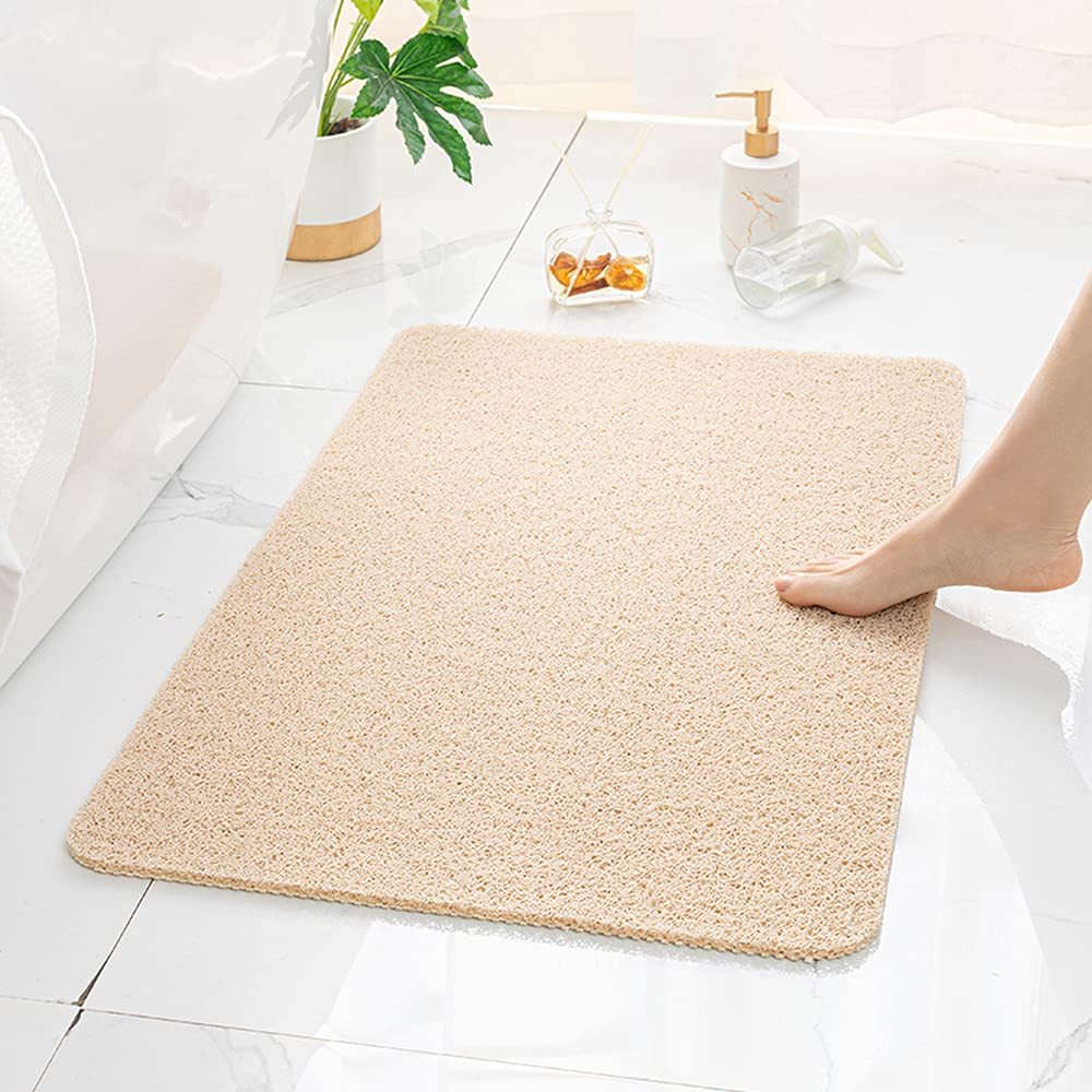 Lurowo Loofah Shower Mat, Non Slip Bath Mats with Drain for inside Shower, Soft Comfort Massage PVC Bath Rugs Quick Drying for Bathroom (40 * 60cm, Beige) — image 1