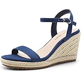 DREAM PAIRS Espadrilles Wedge Sandals for Women, Women's Open Toe Summer Dressy Sandals with Adjustable Ankle Strap and Soft Footbed