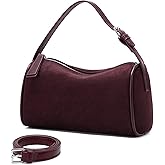 Suede Leather Crossbody Purses Bag for Women,Small Barrel Hobo Purse with Adjustable Strap Designer Fall Shoulder Handbags