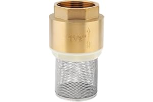 1-1/2" Brass Foot Valve, PNXKTXO Water Pump Bottom Valve Check Valves with Filter Backflow Preventer for Agricultural Irrigat