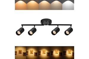 Ajbvp 5CCT LED Track Lighting Kit 4 Lights Dimmable 48W Track Light,Zoomable15°/24°/36°/45°/60°-2700K/3000K/3500K4000K/5000K,Track Lighting for Accent Task Kitchen,Lumen 4800 (Black)