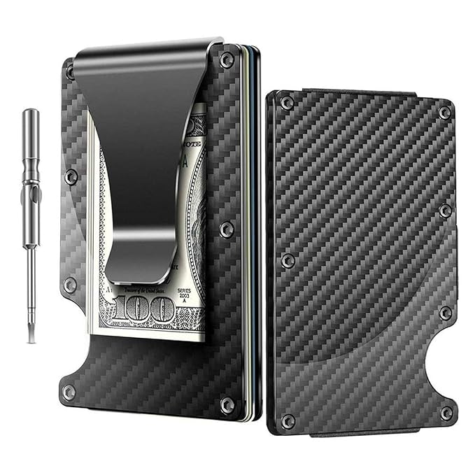 Loex Carbon Fiber Minimalist Rfid Wallet Slim Money Clip Card Holder - image unavailable