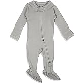 Organic 2-Way Zipper Footie in Light Gray