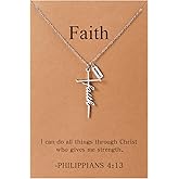 Lcherry Faith Necklace for Women Bible Verse Cross Necklace Religious Jewelry Christian Baptisms Gifts for Women