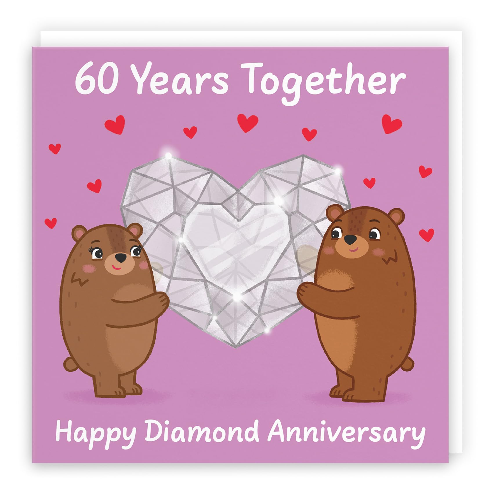 Hunts England - Cute 60th Anniversary Card - Diamond Anniversary - Bears - 60 Years - For Him, Her, Couple, Men, Women - Love Story Collection