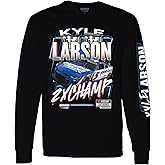 Checkered Flag Sports Kyle Larson Long Sleeve 2025 NASCAR 2X Champ Trophy T-Shirt Black