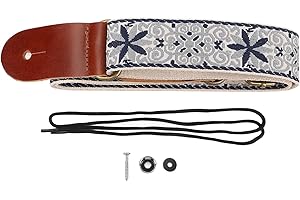 Ukulele Strap Embroidery Adjustable Breathable Shoulder Strap with Metal Buckle for Ukulele Mandolin Banjo(Style 2)