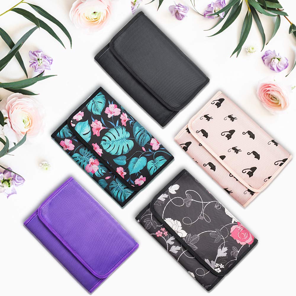 B. SHINE Jewelry Rolls - Hanging Jewelry Organizers, Foldable Jewelry Bag Case for Travel, for Rings, Necklaces, Bracelets, Earrings Storage (Tropical Plant)