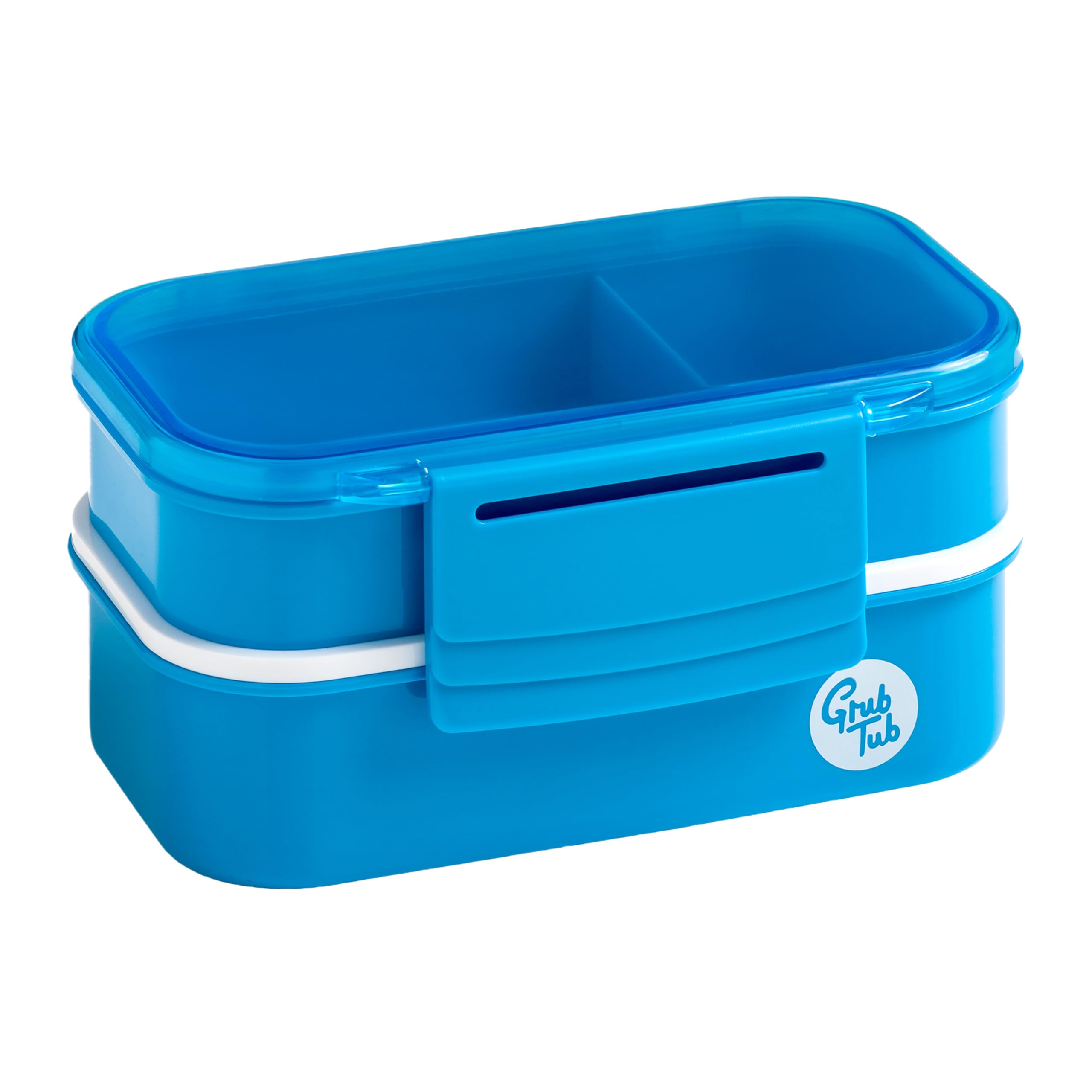 Premier Houseware Blue Lunch Box with Compartments and Cutlery Plastic Multi Compartment Box for School and Office