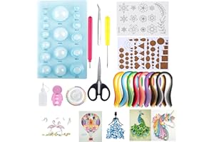 Naturezhen 24 Pack Paper Quilling Kit, DIY Art & Craft Gift for Teens, Adults & Seniors, Includes Tools, 5 Quilling Pattern, 