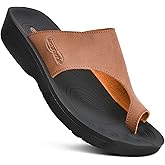 AEROTHOTIC Arch Support Flip Flops for Women Cushioned Footbed with Medium Heel Cup Slip on Soft Split Toe Bunion Shaped Straps Footwear Vacation Travel Walking Dressy Sandals for Women