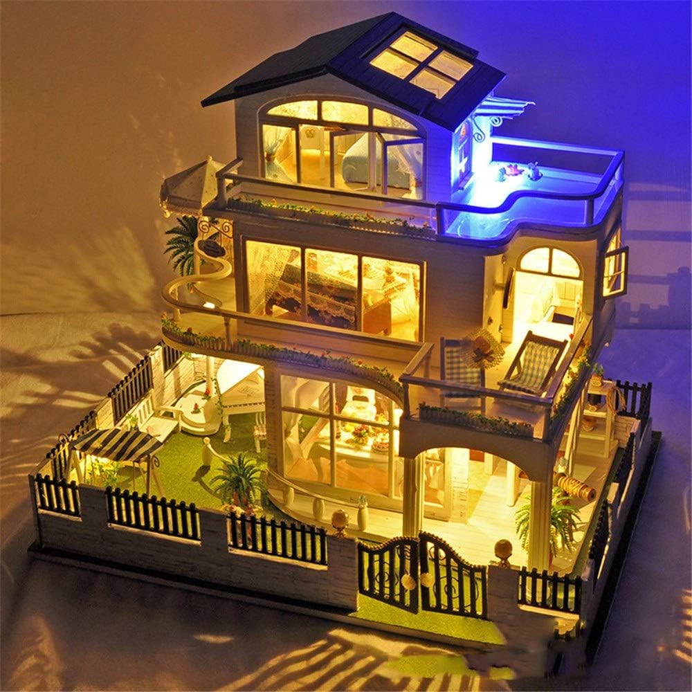 DIY Miniature Dollhouse Kit Diy House Wooden Dolls House With Furniture And Accessories Impression Vancouver Manual Assembly Model Villa Miniature 3d Greenhouse Craft Kits Mini Diorama House Renovatio