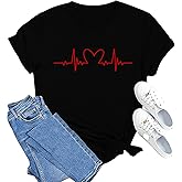 MAIHUN Valentines Day Shirt Love More Worry Less Shirts Women Happy Smile Face Tshirt Short Sleeve Casual Tee Tops