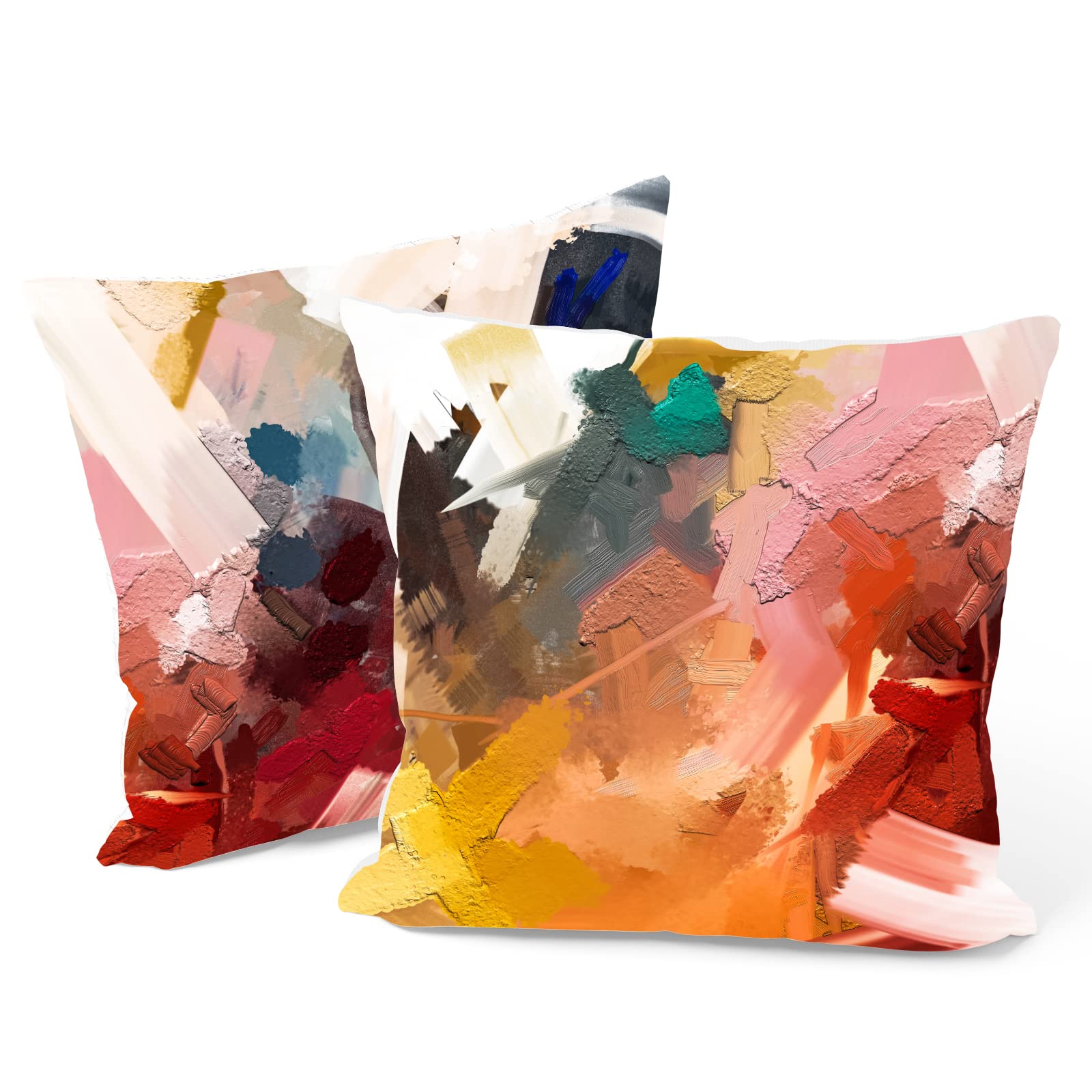 Berkin Arts Decorative Square Throw Pillow Covers Farmhouse Cushion Cases Designed of Marble Abstract, Made of Polyester Blend. Pack of 2, 18x18 Inch. Colorful Waterproof for Bedroom
