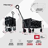 MoverX 70L Festival Trolley on Wheels Folding Wagon Portable Camping Cart Black view 2