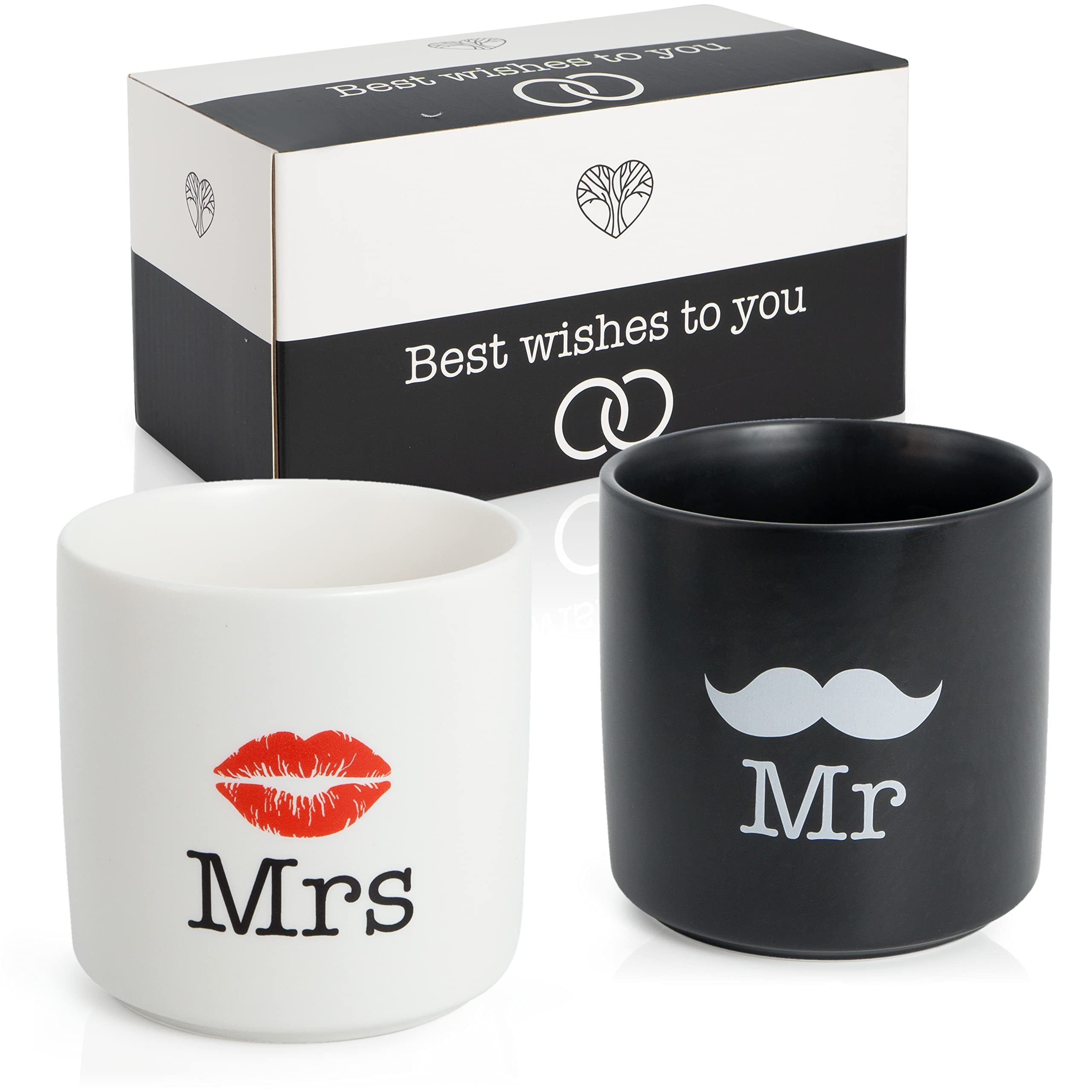 Mr and Mrs Mugs, Set of 2 - Partner Mugs for Couples - Modern Wedding Gift
