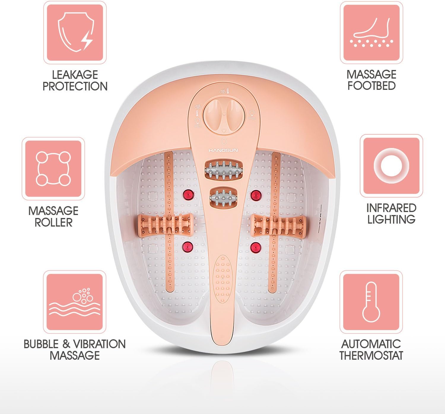 Hangsun Large Foot Spa Bath Massager with Heat Bubbles Massage FM660 Heater Temperature Control, Massage Rollers - Image 4