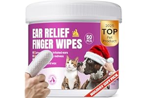BUDDYCHEER Pet Ear Cleaning Finger Wipes for Dogs & Cats - Dog Ear Cleaner with Aloe, Coconut Oil & Ginseng - Finger Dog Ear Wipes to Relieve Ear Itching, Infections, Wax & Smelly Ears - 50 Ct - Coconut Scent
