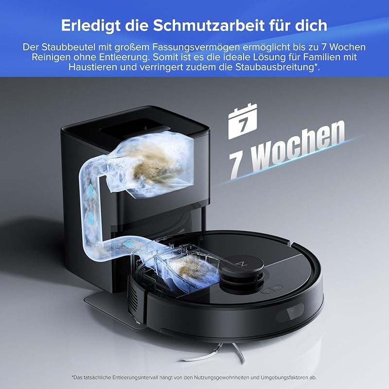 Q7 L5+ Saugroboter mit Wischfunktion, 8.000 Pa Saugkraft