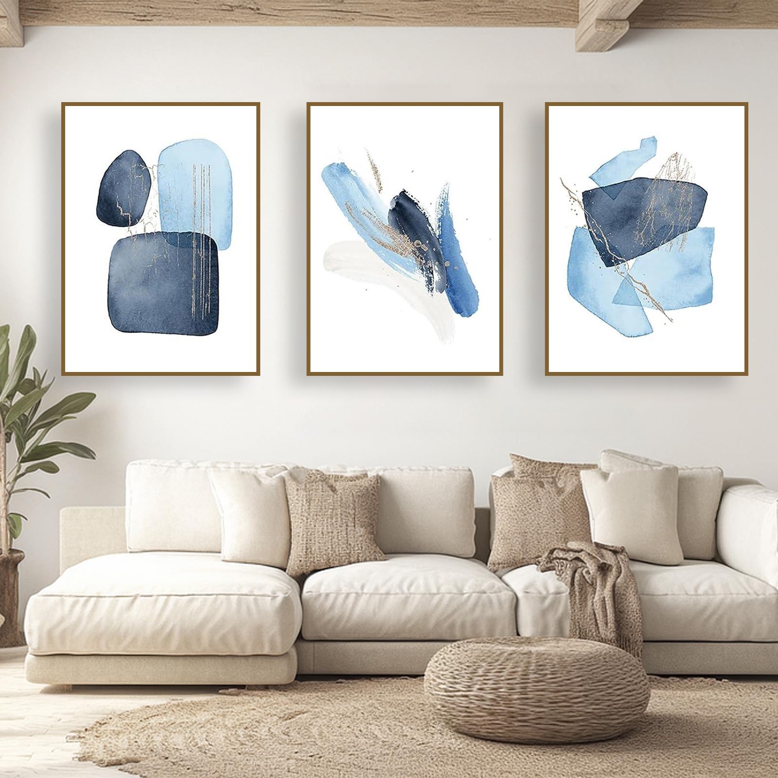 UGZDEA Abstract Canvas Posters Set of 3, Modern Geometry Shapes Canvas Pictures Living Room Bedroom Decoration Picture without Frame(A,3x40x60cm)