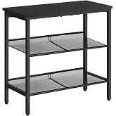 HOOBRO Black Side Table, 3-Tier Metal Side Table, Small Black Table with 2 Flat or Slant Adjustable Shelves for Small Spaces, Hallway, Living Room, Bedroom, Sturdy, Easy Assembly, Black BB23BZ01G1