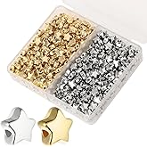 Mabor 400pcs Star Beads,DIY Star Buttons for Crafts,Friendship Bracelets-Convey Happiness Hope 6 mm Silver Gold Star Beads, Star Charms for Jewelry Making Gifts for Friend Classmate