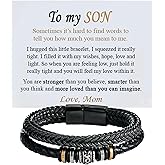 LUXUS™ To My Son Bracelet – Sentimental Leather Bracelet for Men From Mom & Dad, Never Forget How Much You Mean to Me – Perfect Birthday, Wedding, or Graduation Gift for Son
